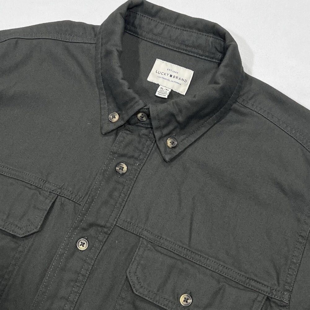 Lucky‎ Brand Mens Olive Button Down Long Sleeve Shirt Jacket Shacket Size XL